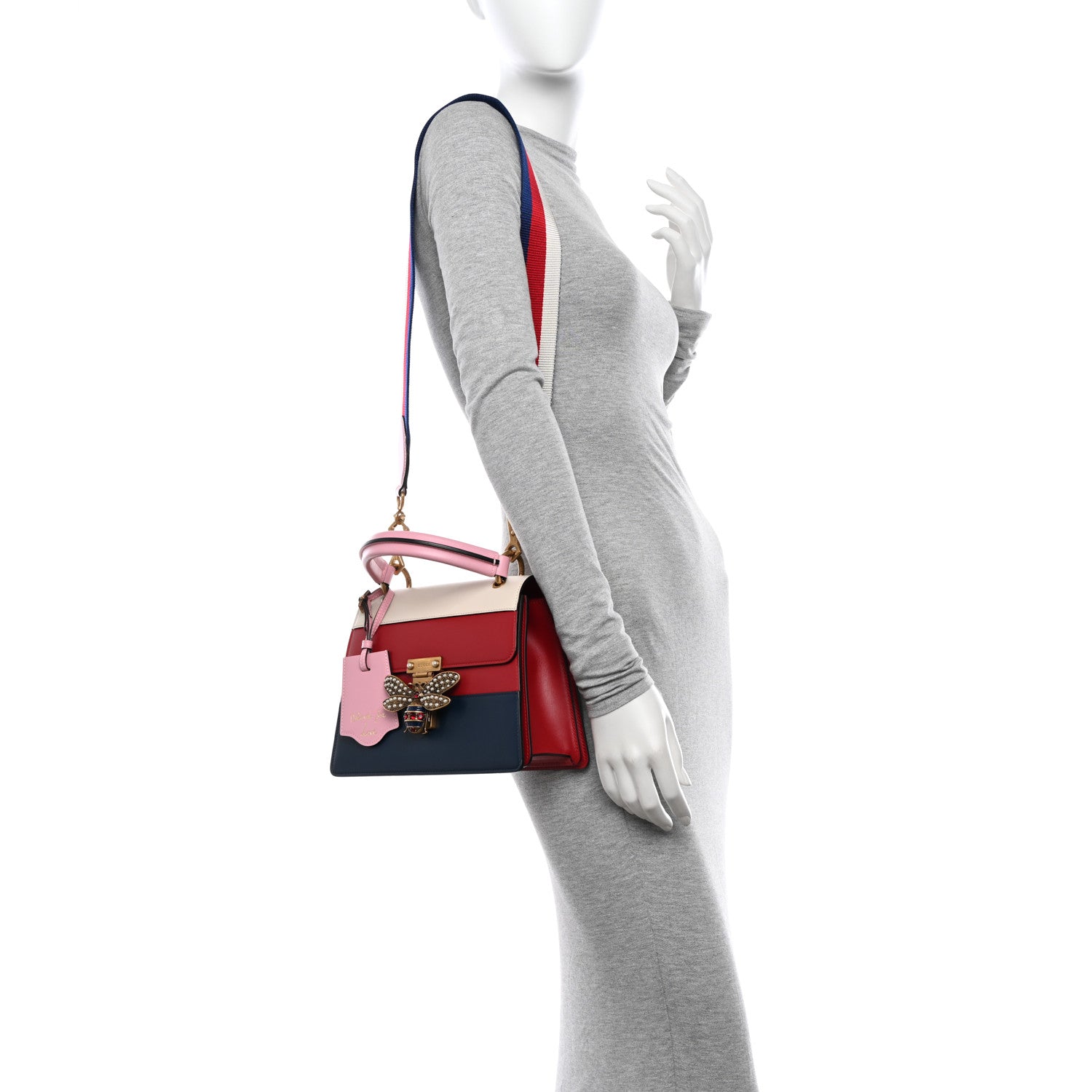 Gucci Calfskin Sylvie Web Small Queen Margaret Top Handle Bag Blue Agata Hibiscus Red Mystic White Sugar Pink 2 of 13