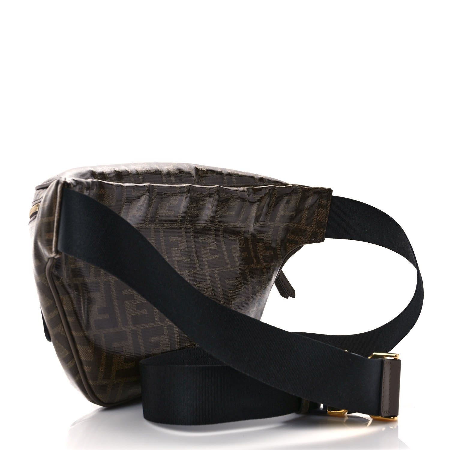 Fendi X FILA Glazed Fabric Vitello Century FF 1974 Mania Belt Bag Mogano Panna Blueberry 3 of 9
