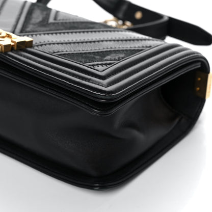 Chanel Caviar Suede Calfskin Chevron Medium Boy Flap Black 10 of 11