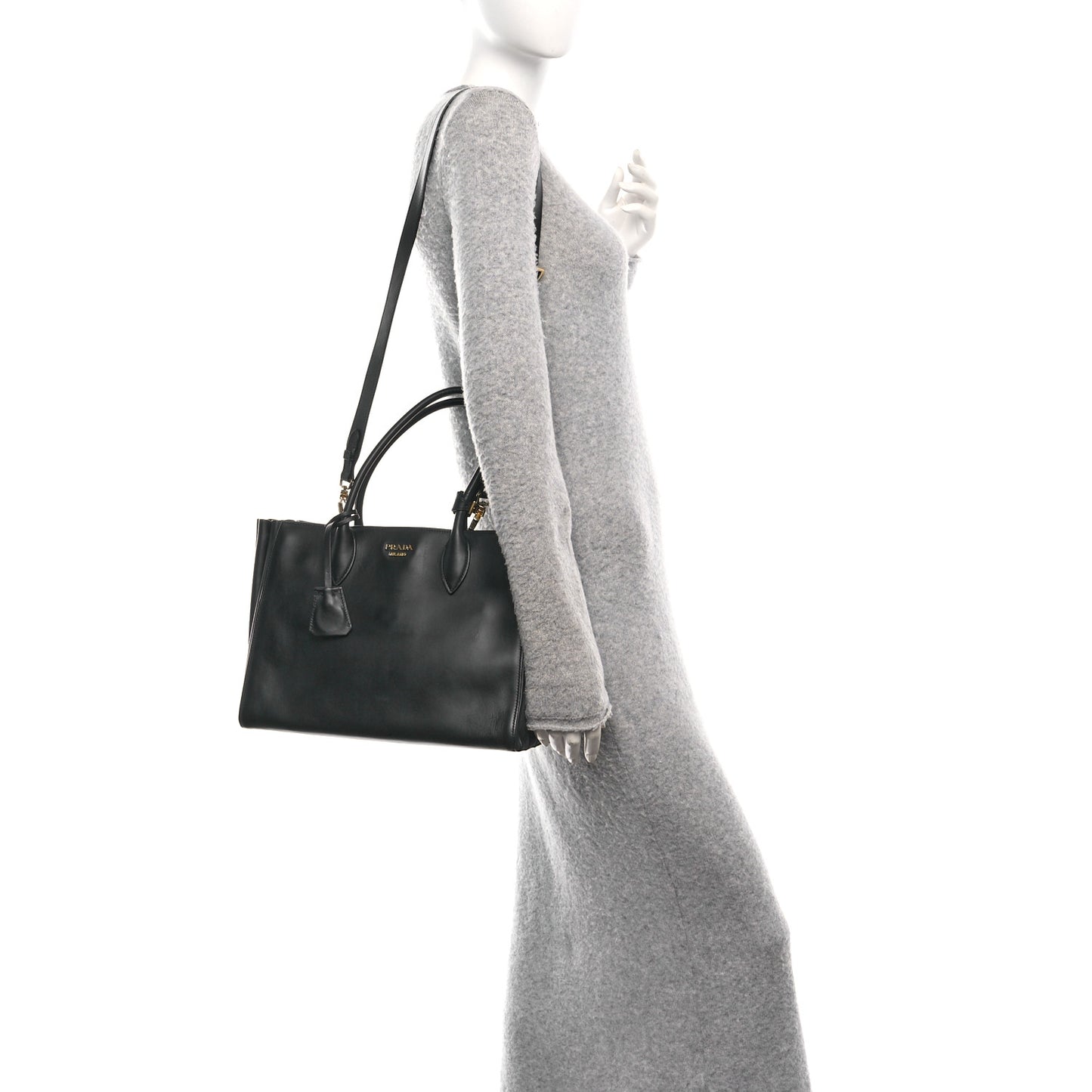 City Calfskin Medium Bibliothèque Tote Black