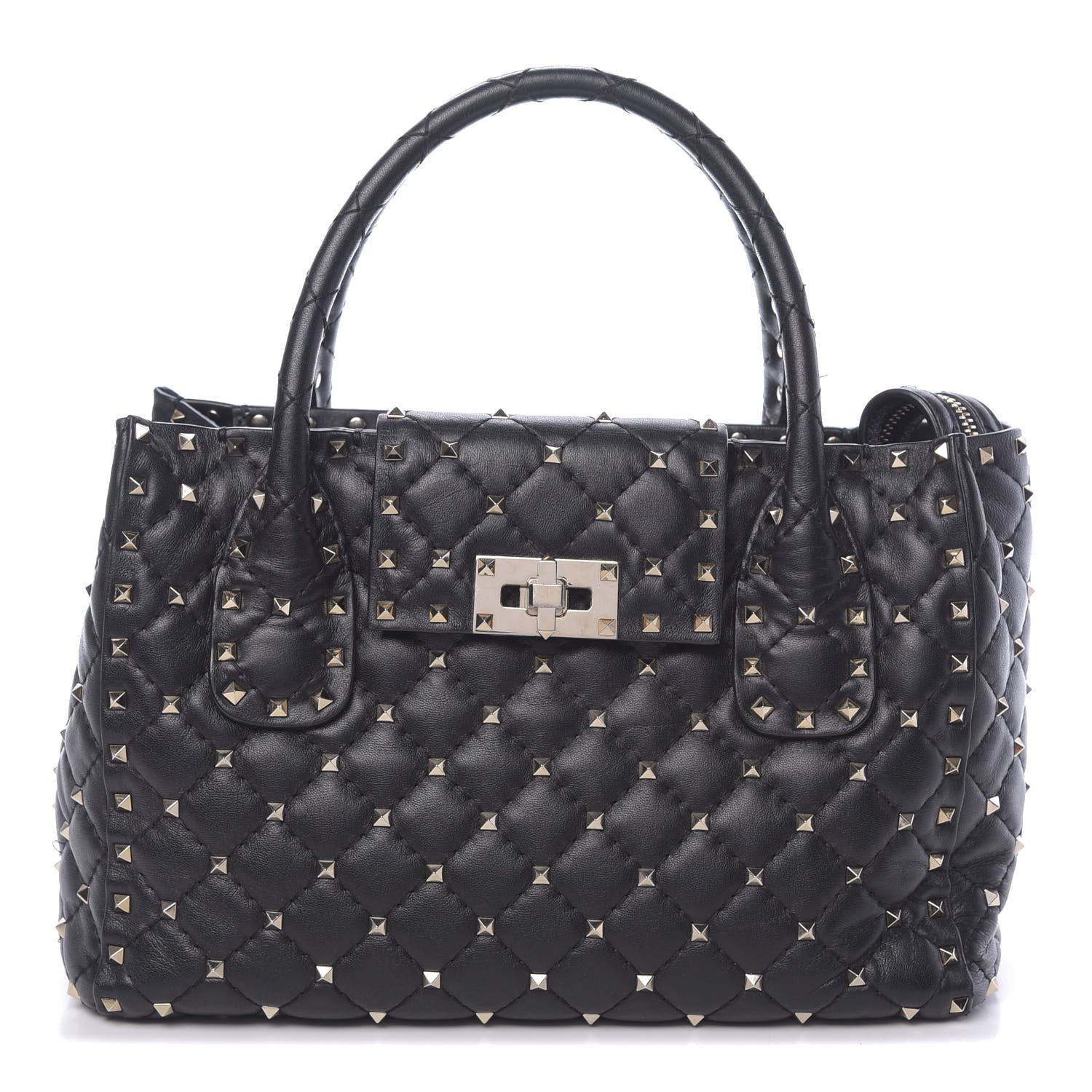 Valentino Garavani Nappa Rockstud Spike Double Handle Tote Black 1 of 15