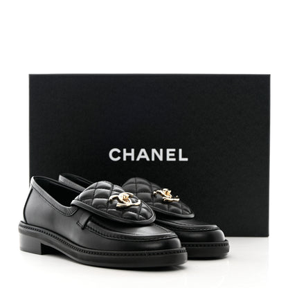 Chanel Lambskin Quilted CC Turnlock Loafers 36 Black 9 of 9