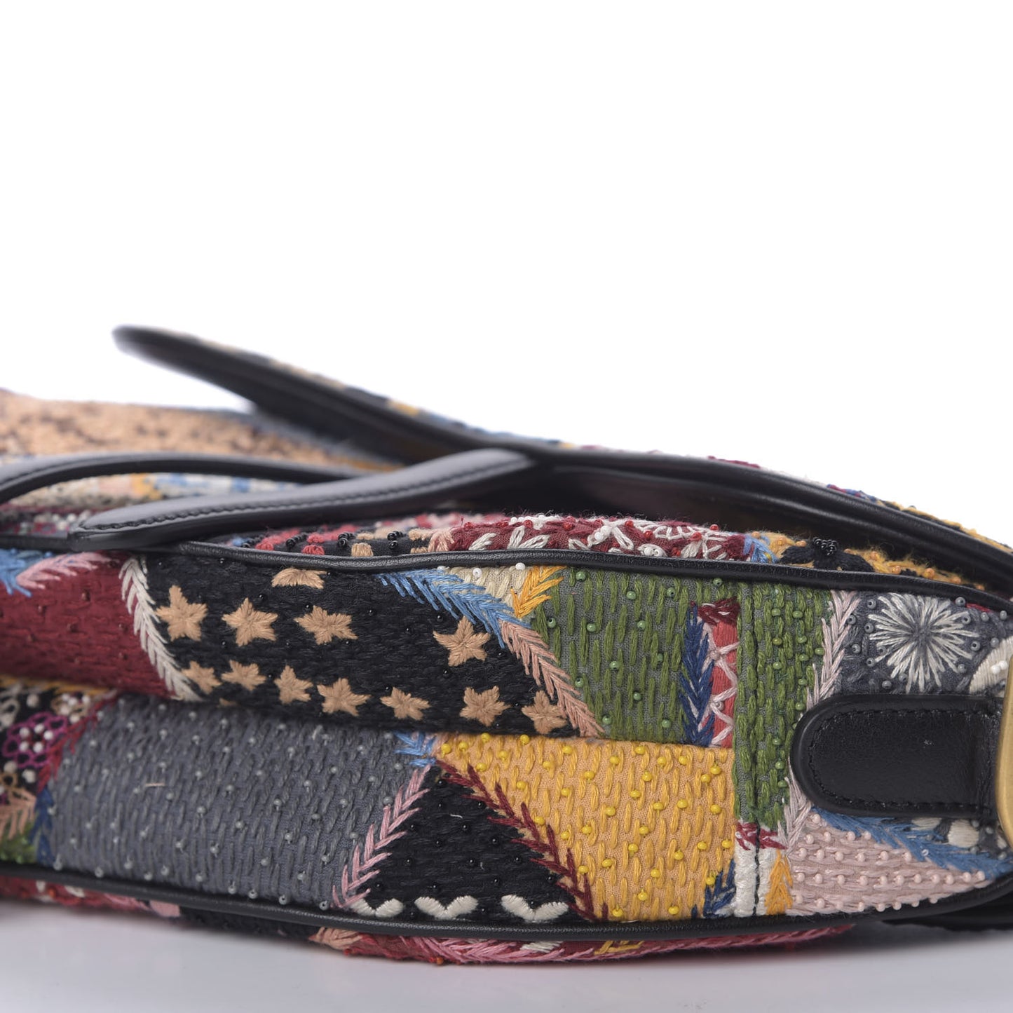 Canvas Embroidered Peace and Love Medium Saddle Bag Multicolor