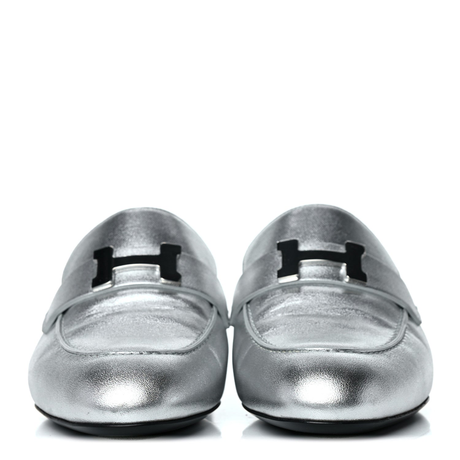 Hermes Metallic Nappa Trocadero Mule 37.5 Gris Argento 2 of 16