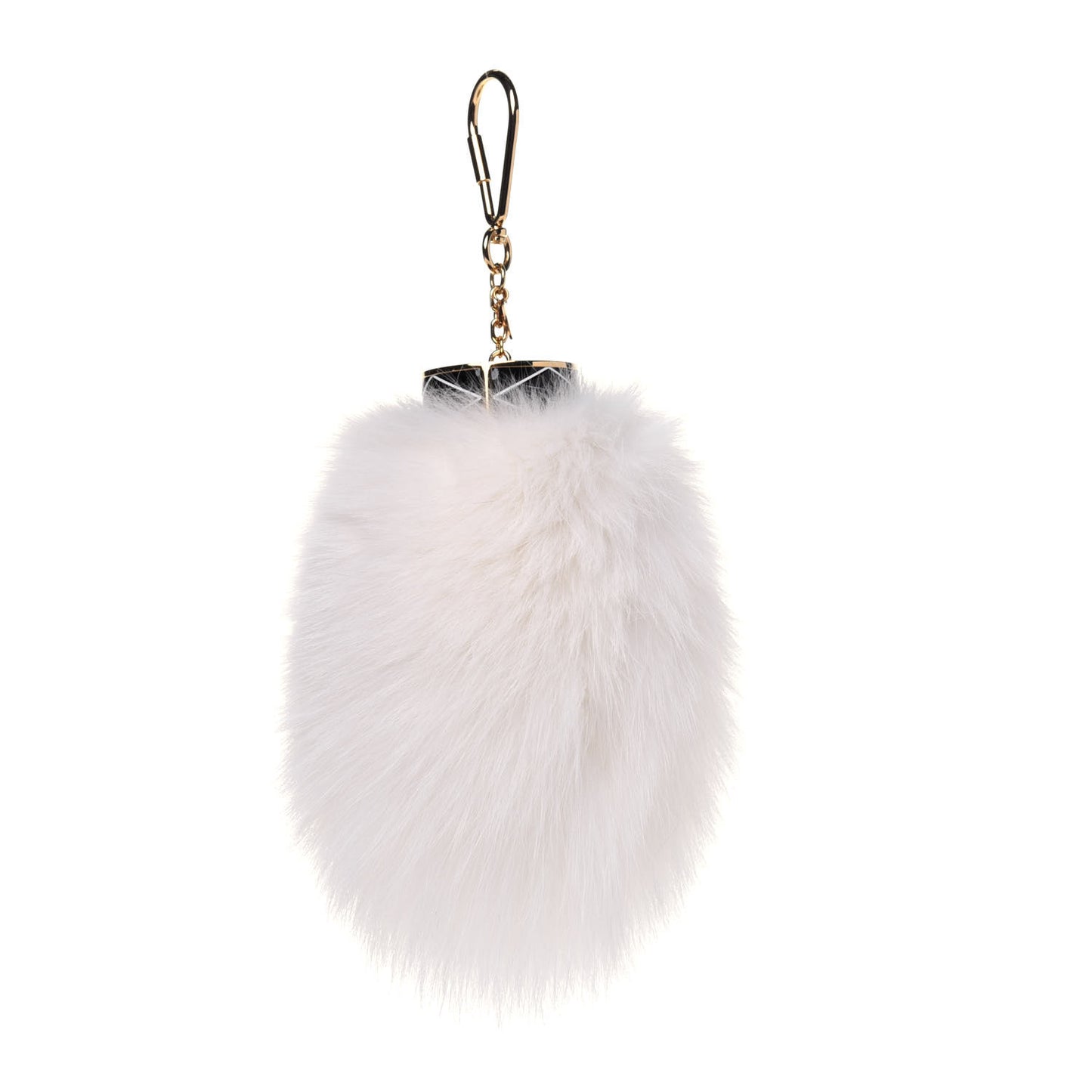 Fox Fur Fuzzy V Bag Charm White