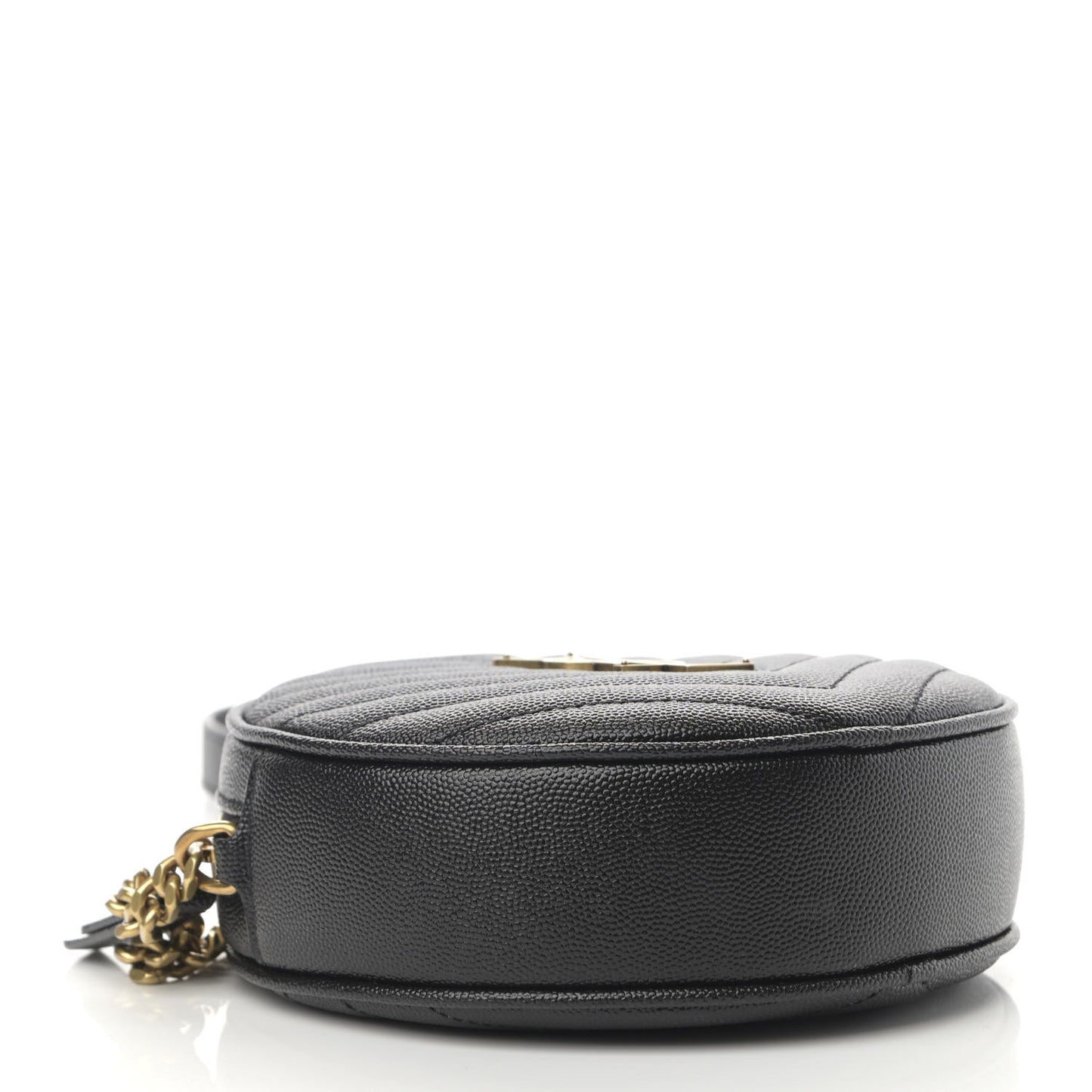 Grain De Poudre Matelasse Chevron Quilted Round Vinyle Camera Bag Black