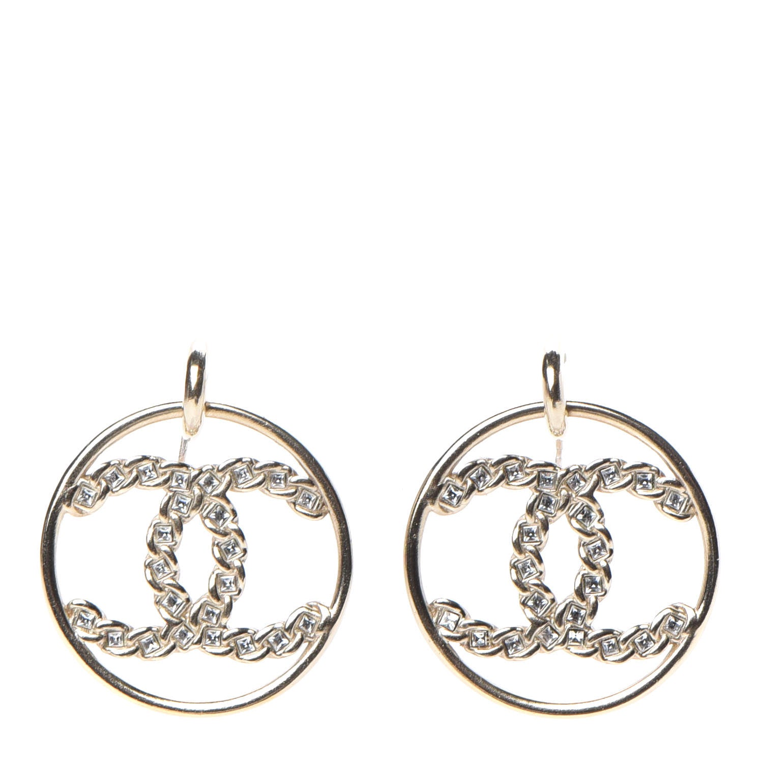 Chanel Baguette Crystal High Society CC Drop Earrings Gold 1 of 4
