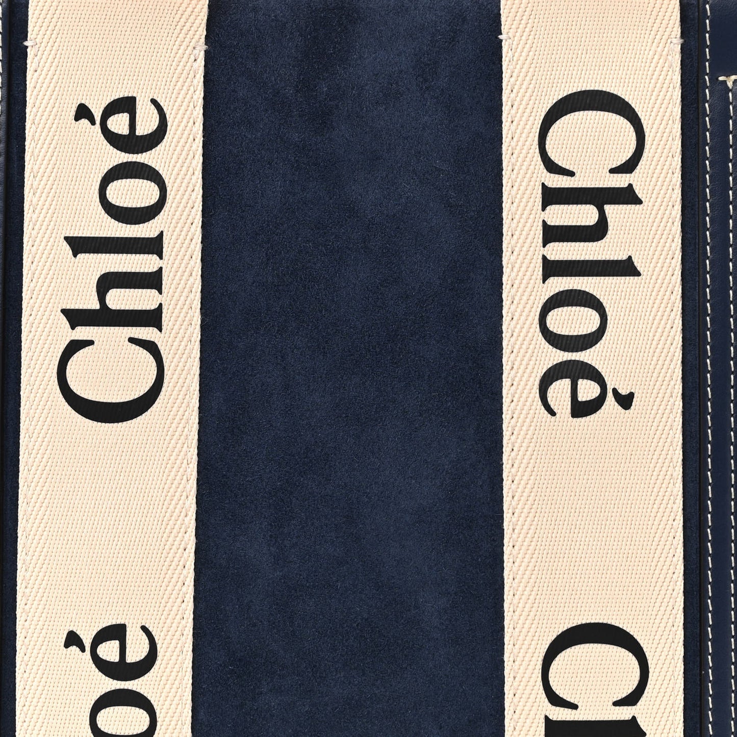 Suede Calfskin Medium Woody Ribbon Tote Navy