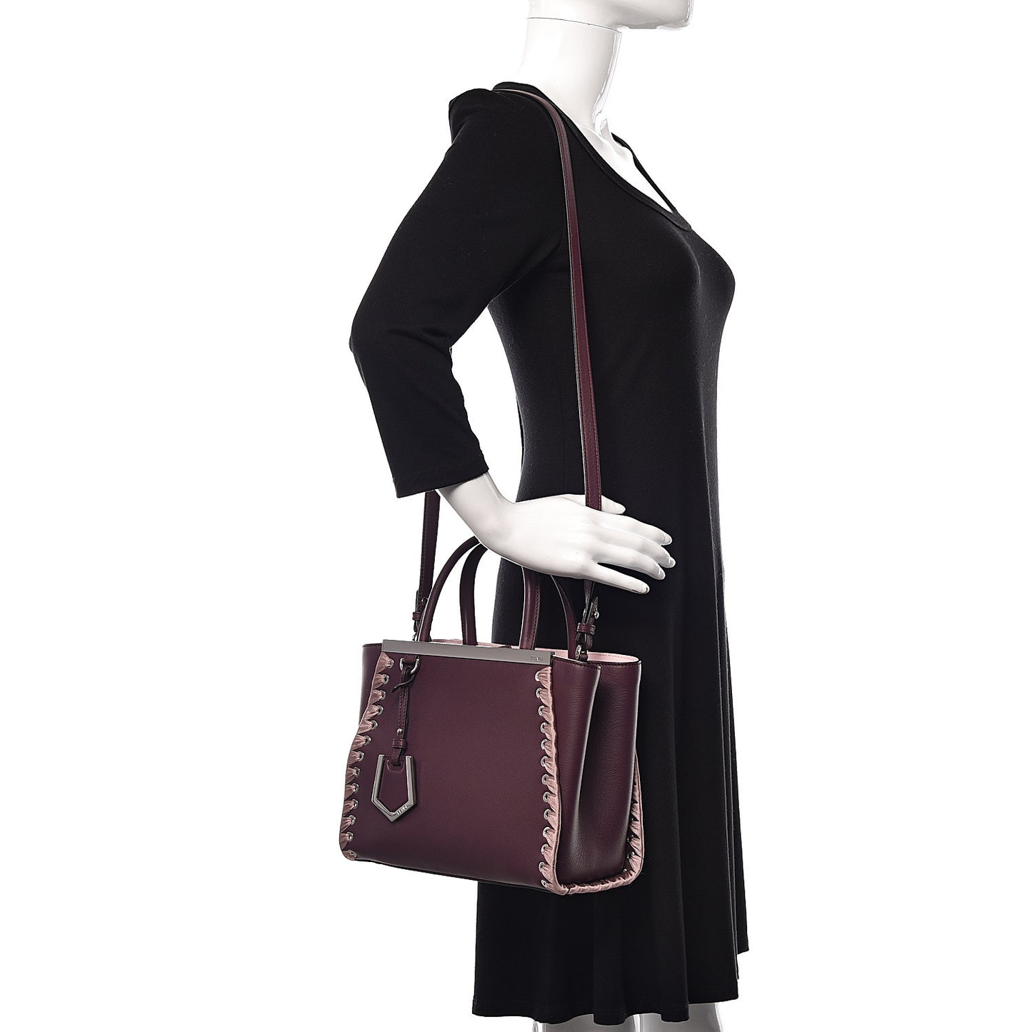 Vitello Dolce Ribbon Lace Up Petite 2Jours Tote Dark Red Rosa Doll