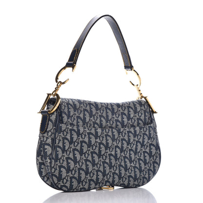Christian Dior Monogram Double Saddle Bag Navy Blue 3 of 7