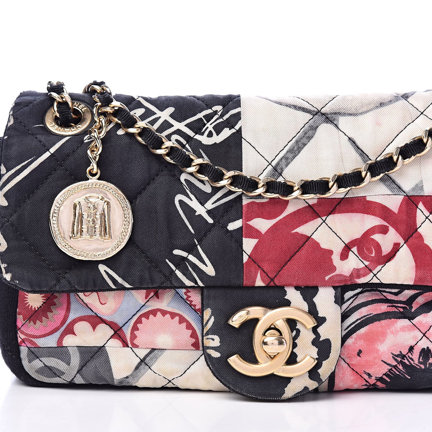 Fabric Quilted Patchwork Mini Rectangular Flap Red Black White