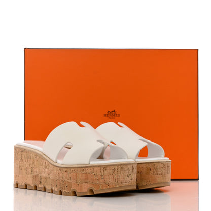 Hermes Calfskin Cork Eze 30 Sandals 38 White 13 of 13