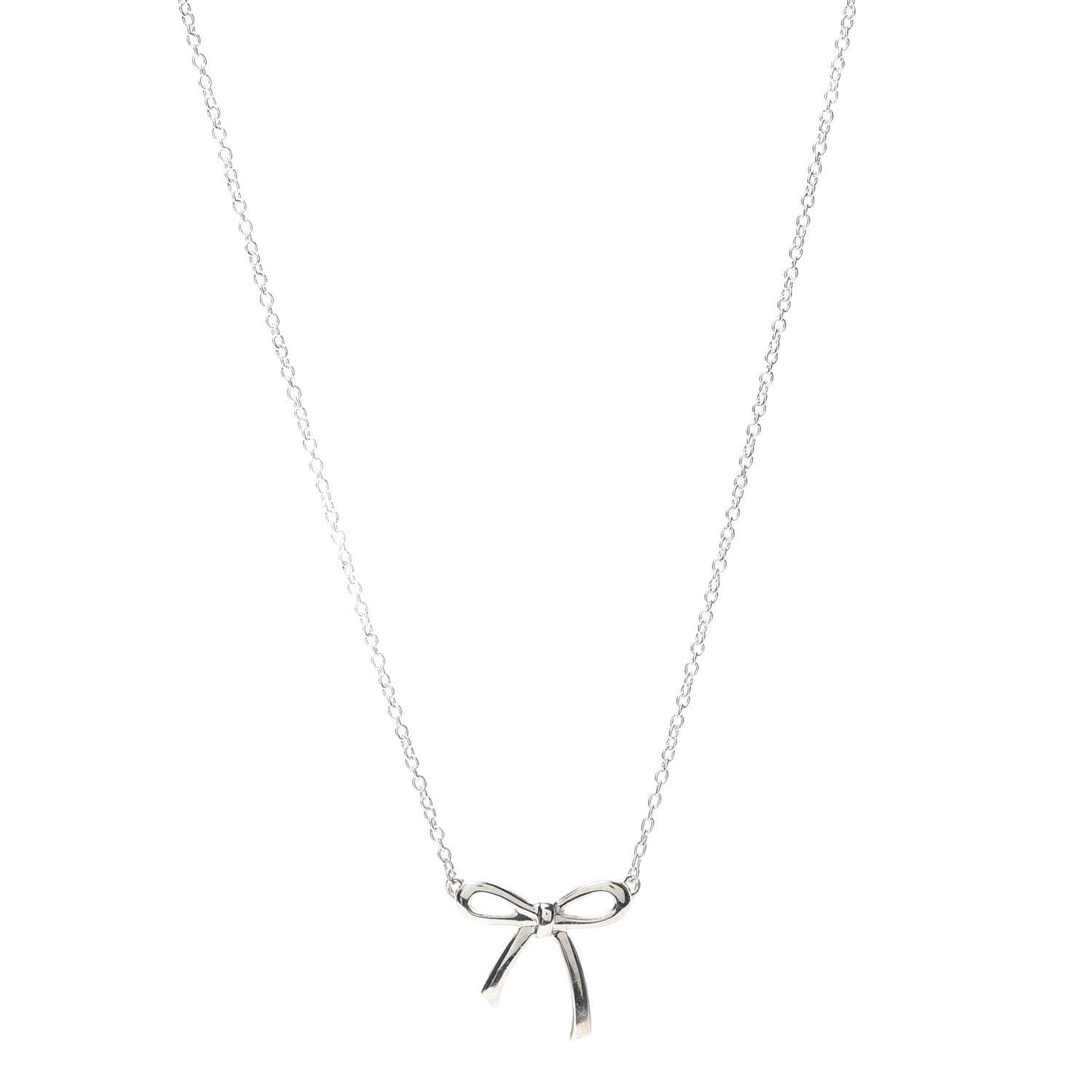 Sterling Silver Small Bow Pendant Necklace