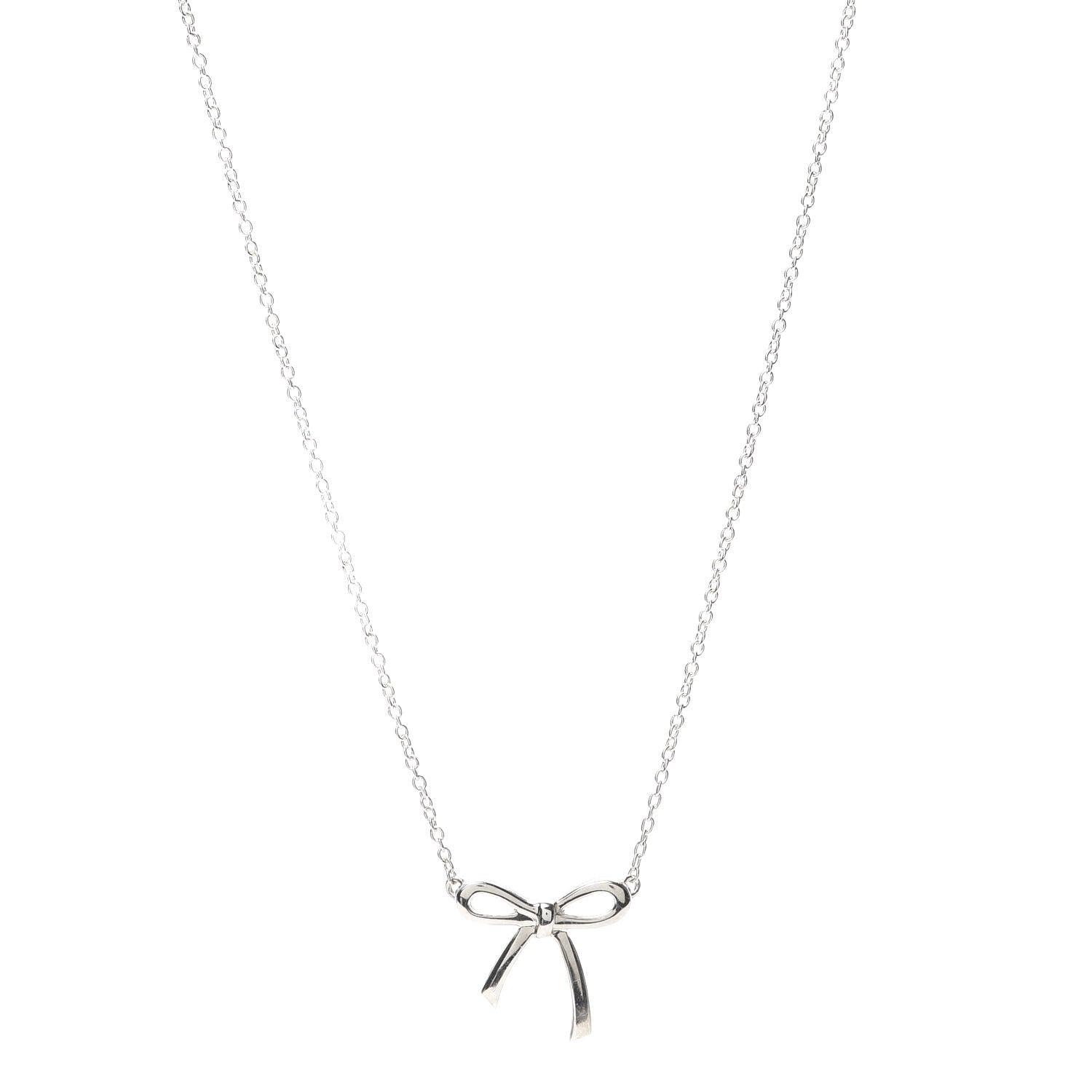 Tiffany Sterling Silver Small Bow Pendant Necklace 1 of 5
