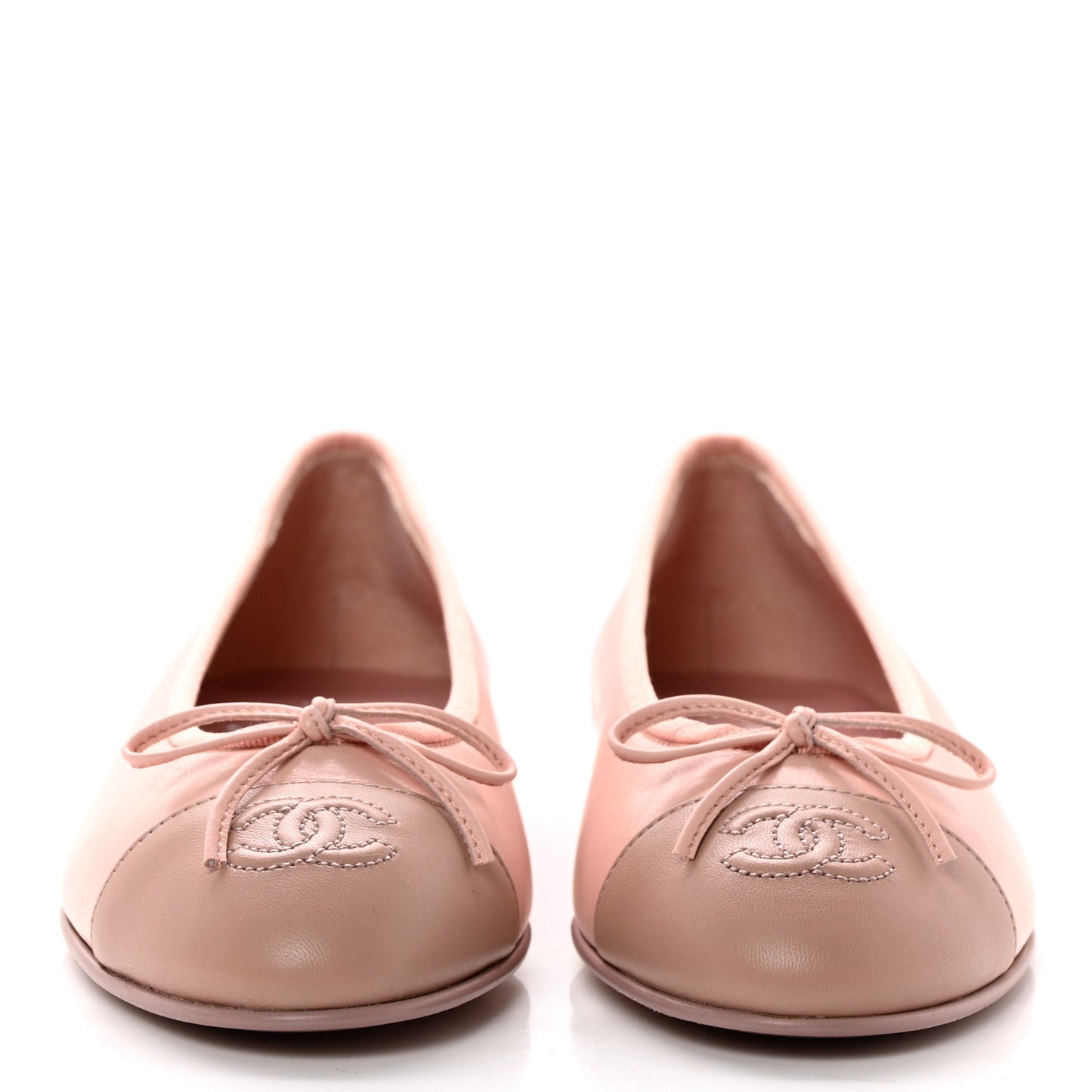 Lambskin Cap Toe CC Ballerina Flats 37 Light Pink Dark Pink