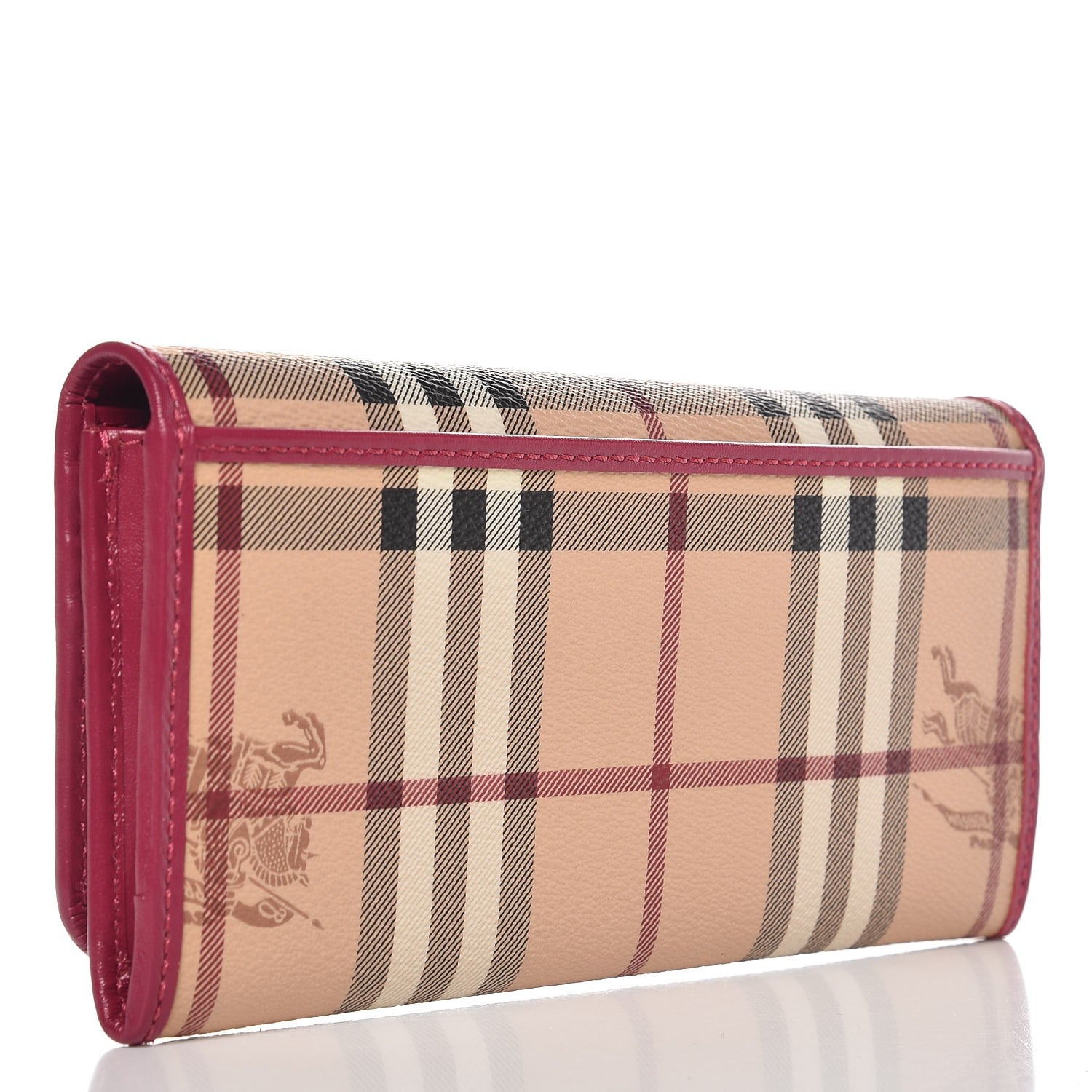 Burberry Haymarket Check Continental Wallet Bright Rhubarb Pink 3 of 10