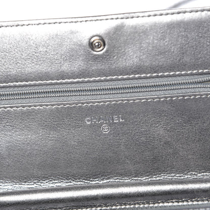 Chanel Metallic Calfskin Quilted Boy Wallet On Chain WOC Silver 6 of 13