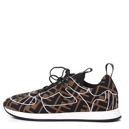 Fendi Stretch Fabric FFreedom Sneakers 36 Tobacco Black White 1 of 9
