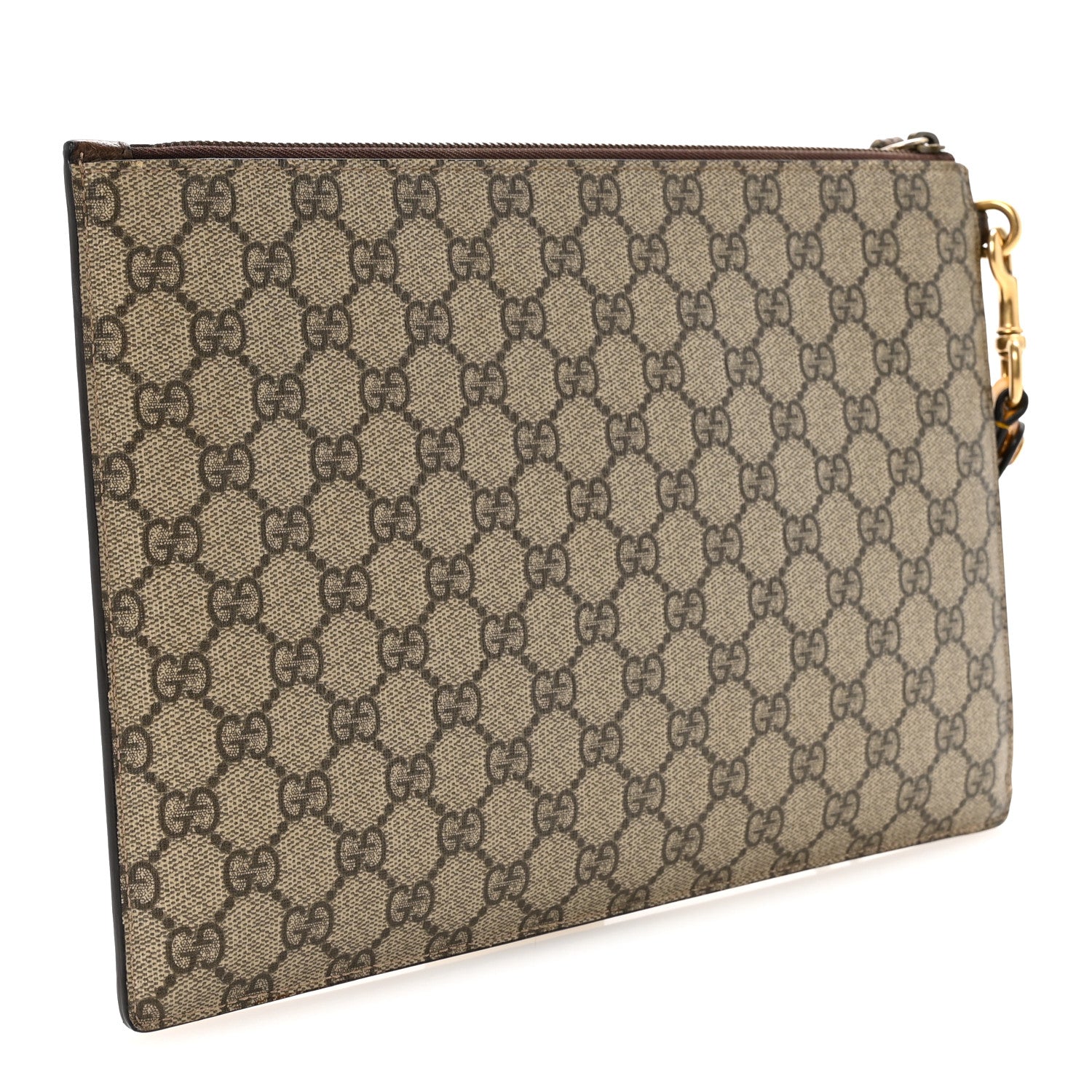 Gucci GG Supreme Monogram Neo Vintage Zip Wristlet Pouch Beige New Acero Crop 3 of 6