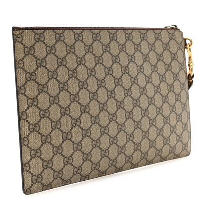 Gucci GG Supreme Monogram Neo Vintage Zip Wristlet Pouch Beige New Acero Crop 3 of 6