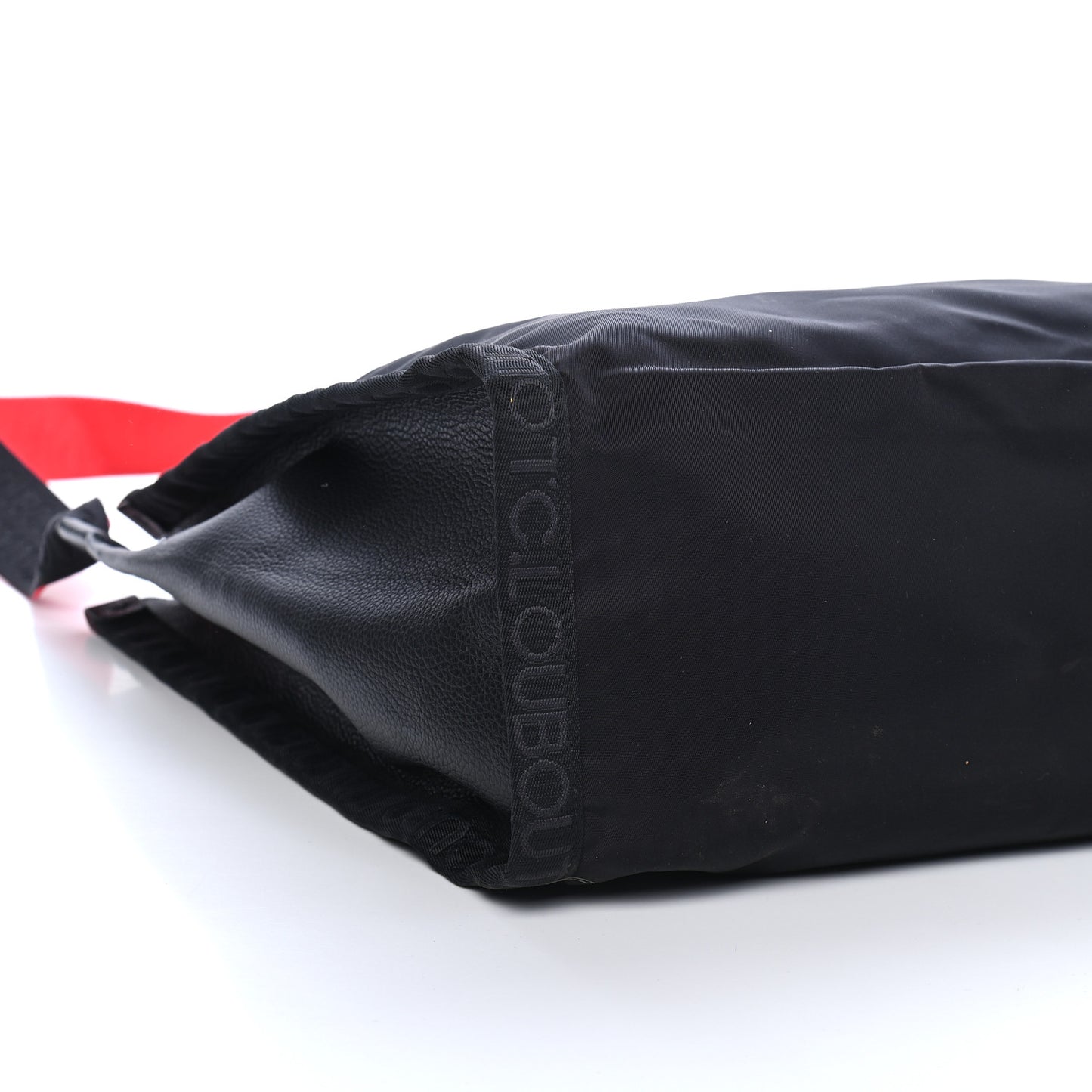 Nylon Calfskin Loubiclic Logo Tote Bag Black