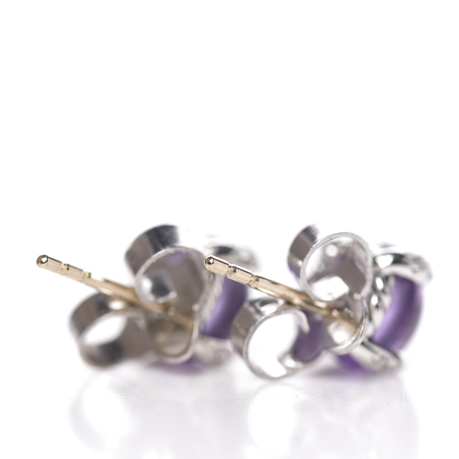 David Yurman Sterling Silver Diamond Amethyst Cabochon 8mm Chatelaine Stud Earrings 3 of 3