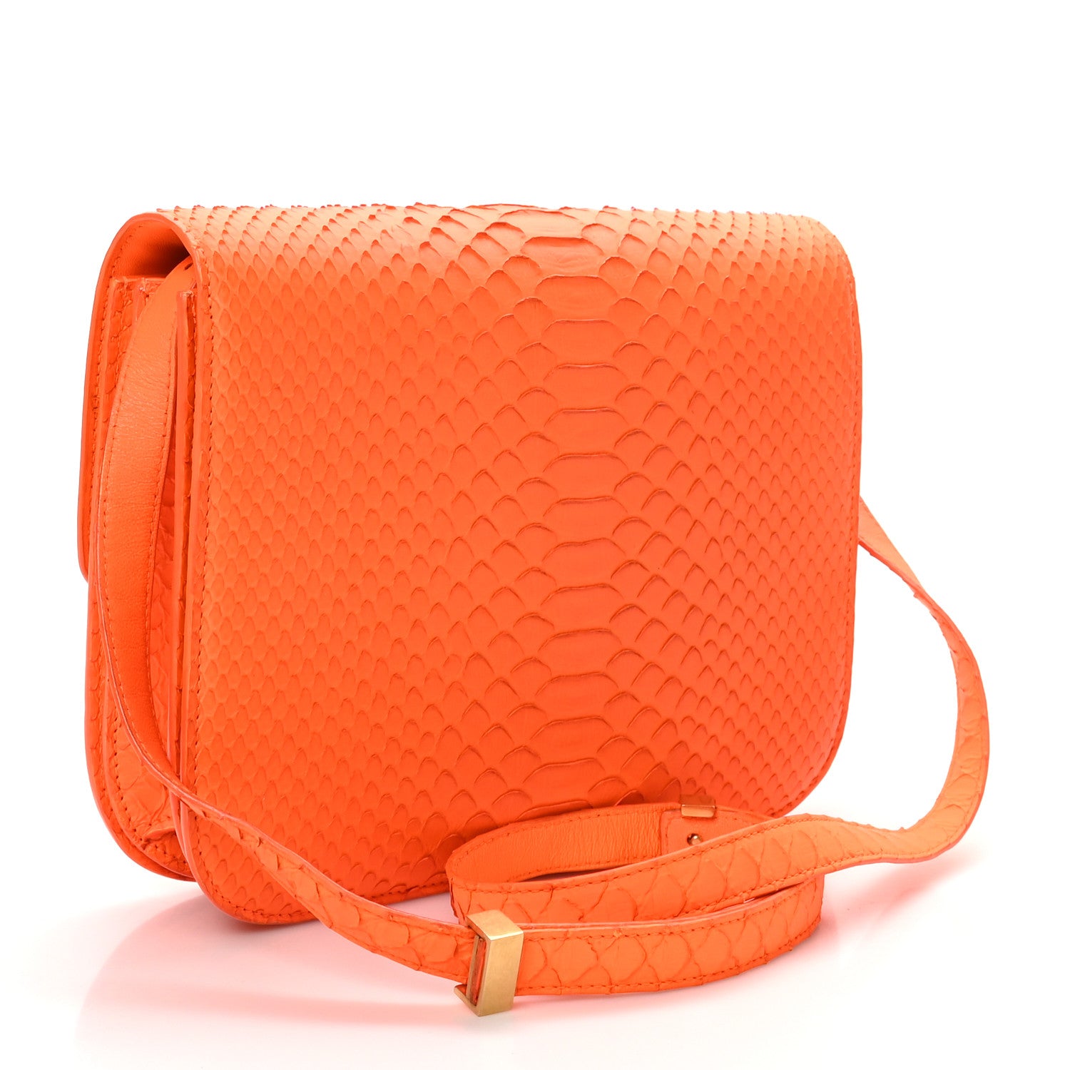 Celine Snakeskin Classic Box Flap Orange 1736446 – FASHIONPHILE