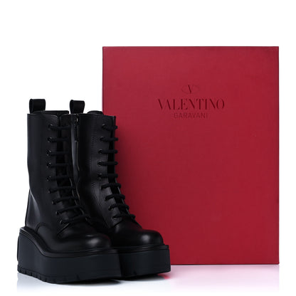 Valentino Garavani Calfskin VLOGO Uniqueform 55/85mm Flatform Lace Up Boots 36 Black 11 of 11