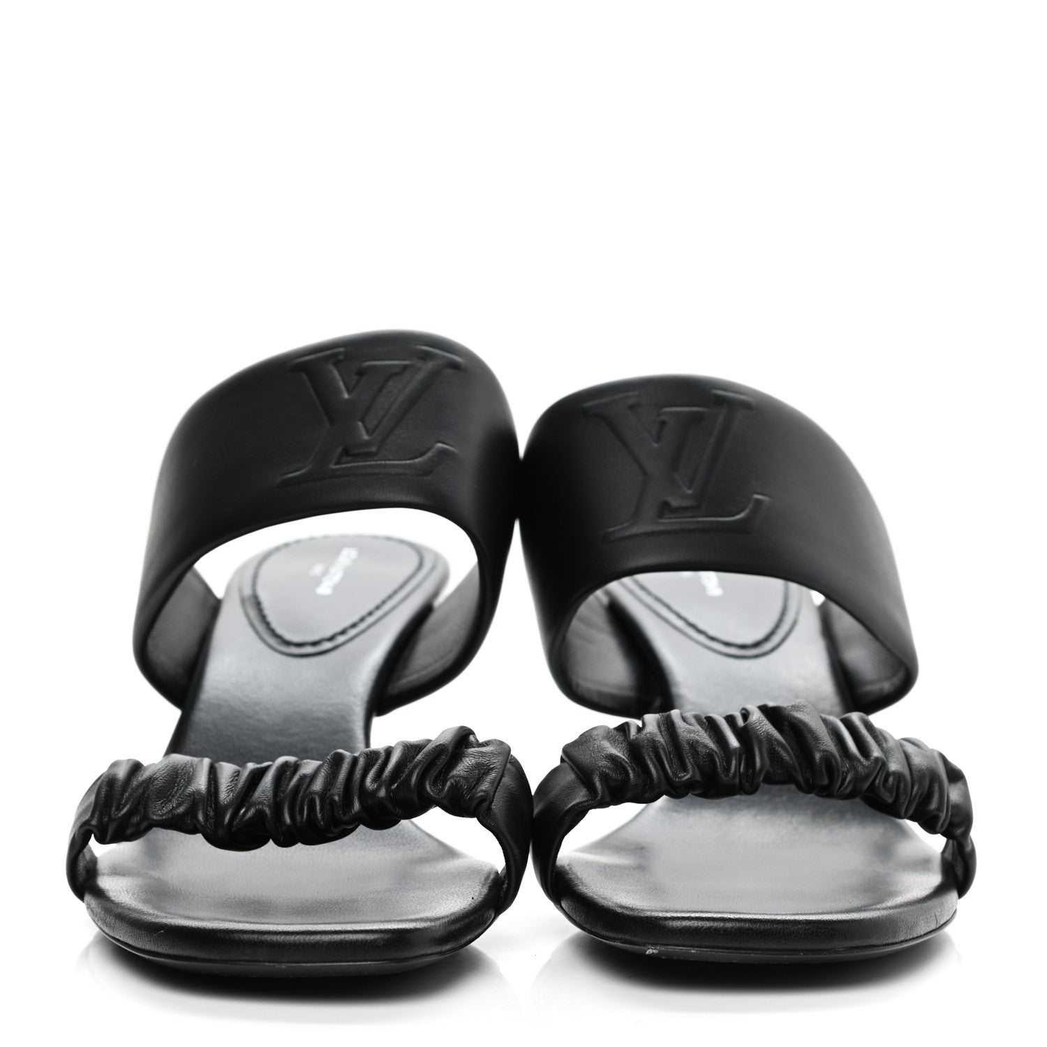 Louis Vuitton Lambskin Drapy Heel Mules 41 Black 2 of 10
