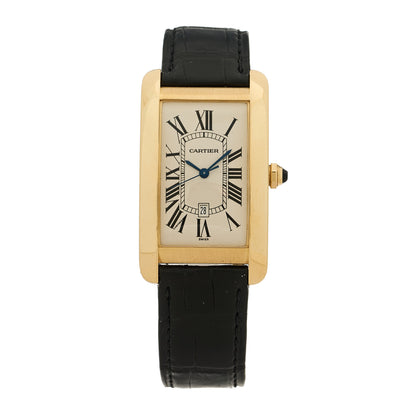 Cartier 18K Yellow Gold Alligator 26mm Tank Americaine Automatic Watch 1 of 4