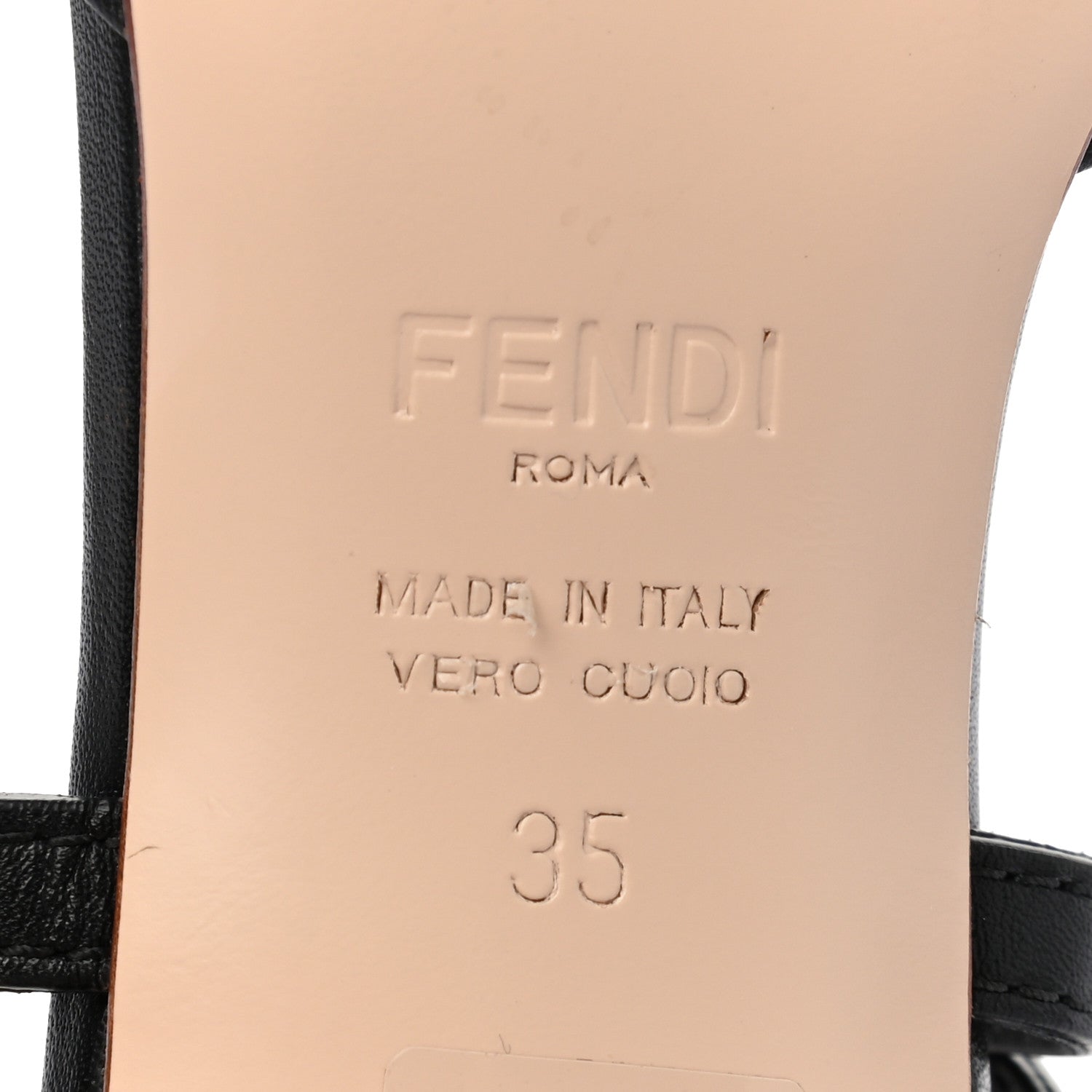 Fendi Vitello FF Embossed Pearland Decollete Aperta Slingback Pumps 35 Black Tobacco Moro 6 of 7