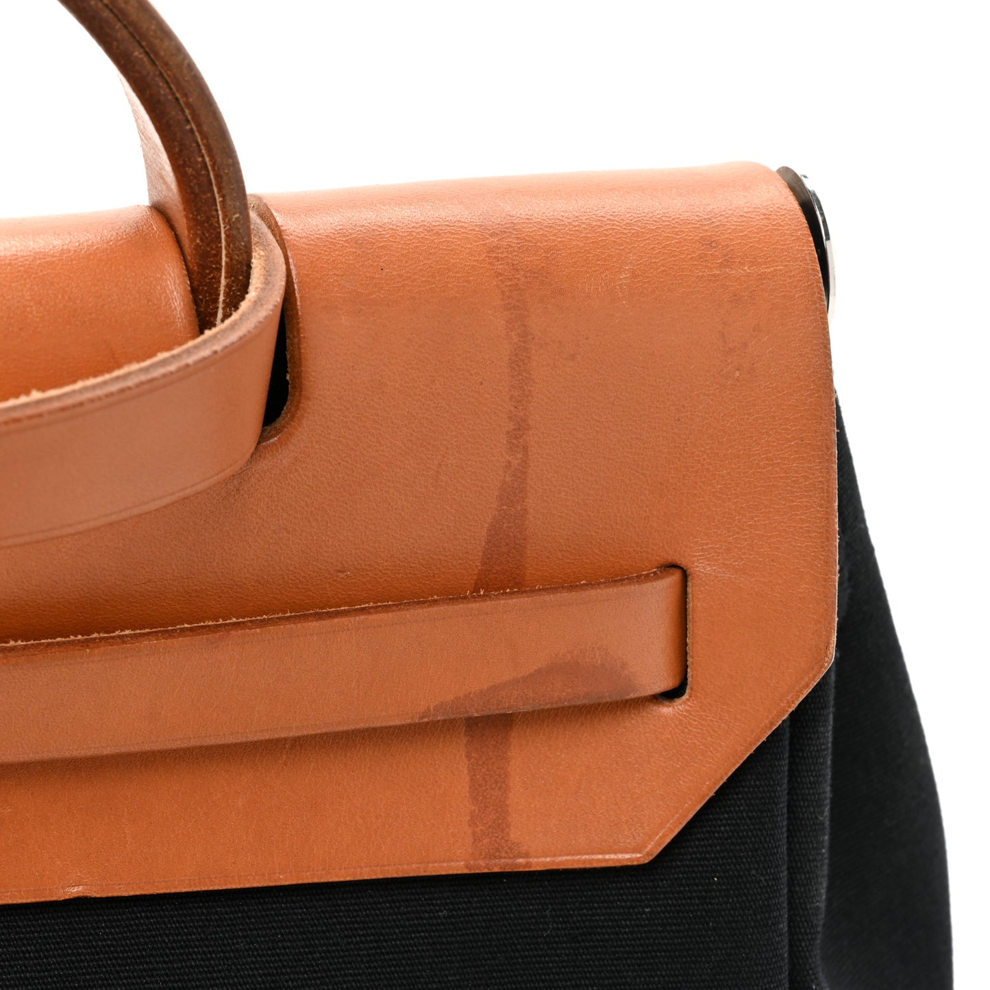 Toile Vache Calfskin Herbag 30 PM Black Natural