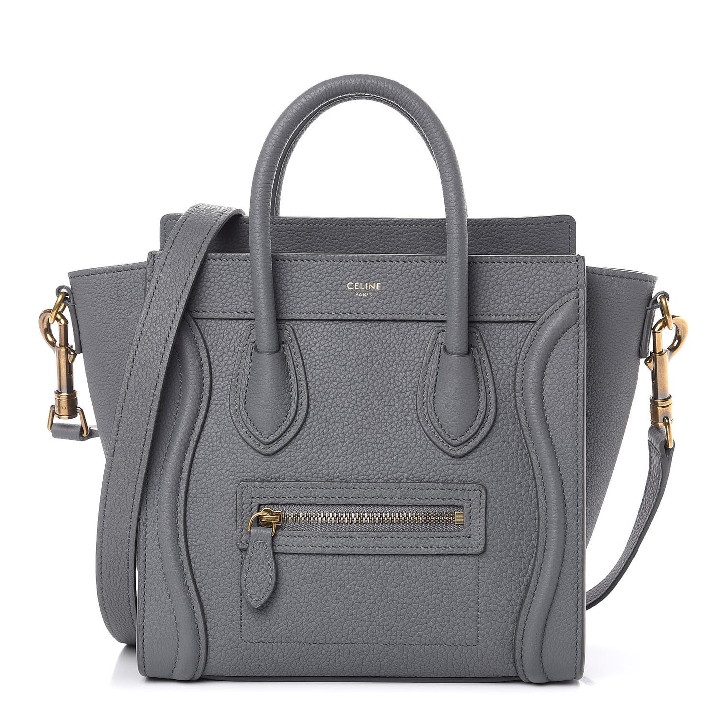 Drummed Calfskin Nano Luggage Kohl