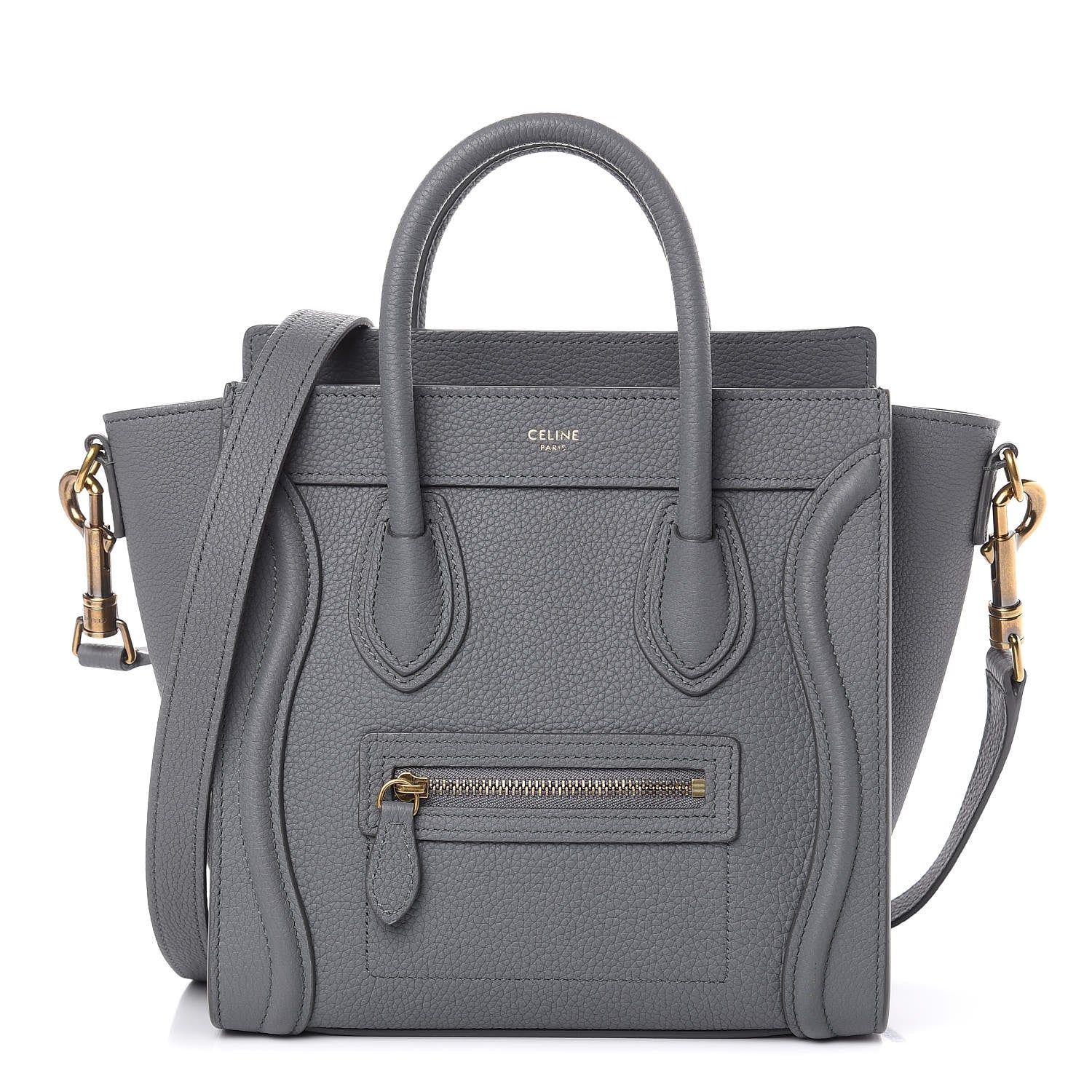 Celine Drummed Calfskin Nano Luggage Kohl 1 of 11