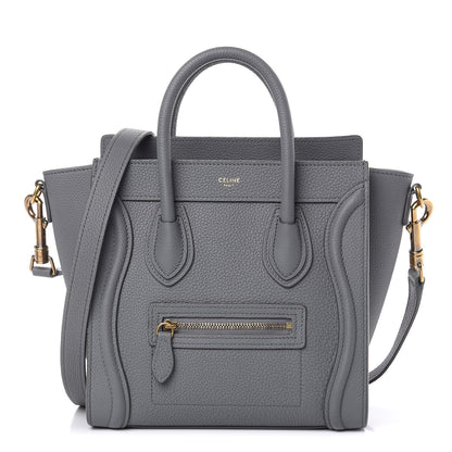 Celine Drummed Calfskin Nano Luggage Kohl 1 of 11