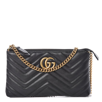Gucci Calfskin Matelasse Mini GG Marmont Chain Bag Black 1 of 10