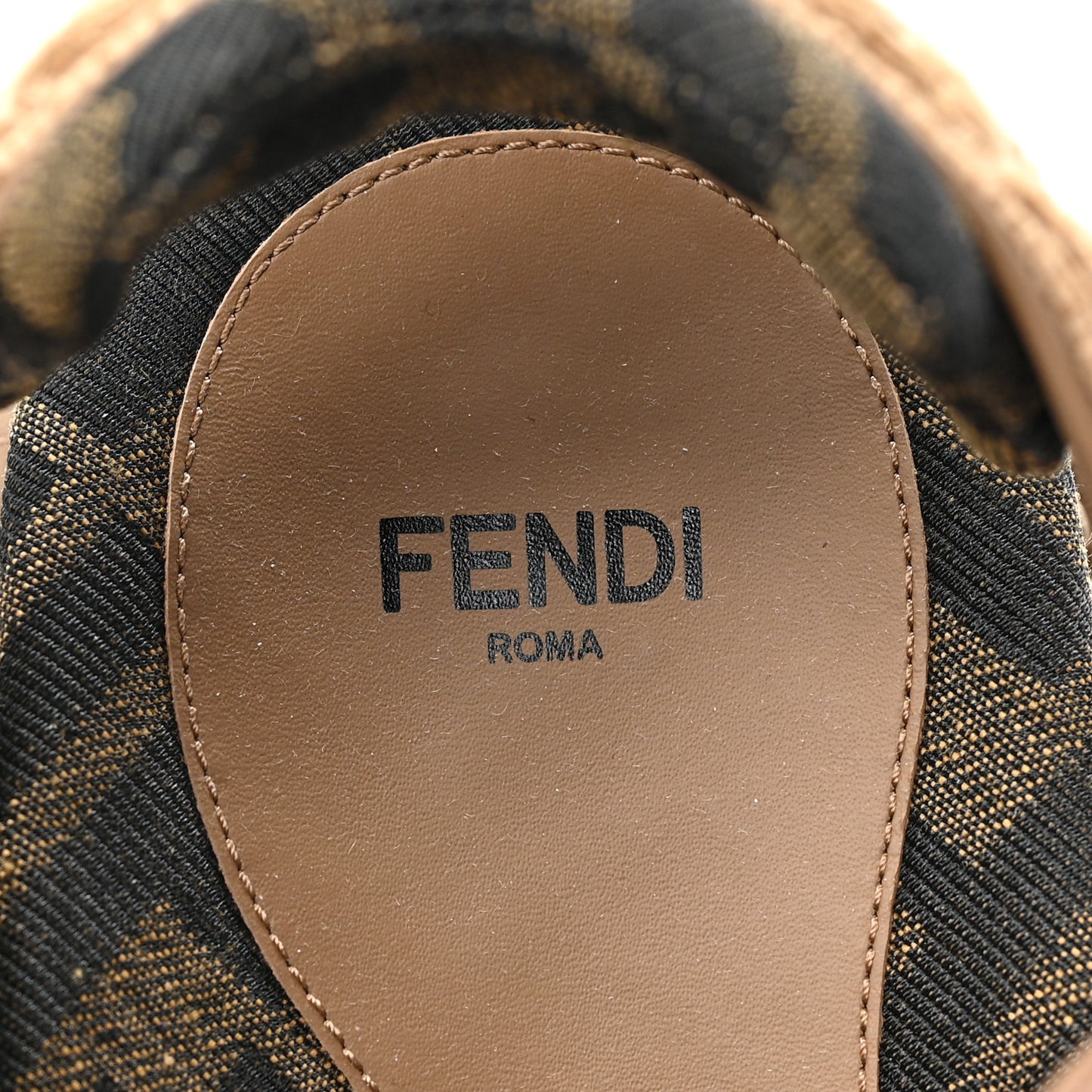 Fabric Jacquard FF Braided Fendi Feel 25mm Sandals 36.5 Sughero Black Tabacco