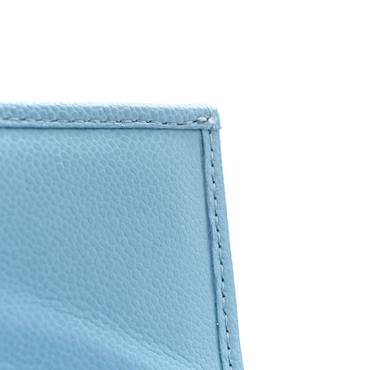 Chanel Caviar Quilted Double Flap Wallet Light Blue 8 of 9