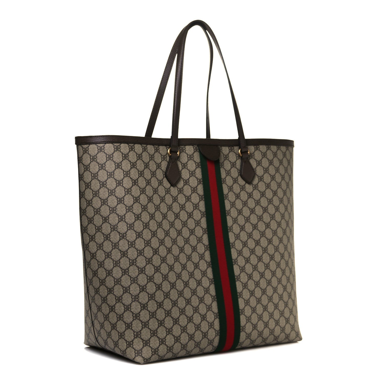 Gucci X BALENCIAGA BB Supreme Monogram Web Graffiti Large Ophidia Shopping Tote Beige New Acero 4 of 12