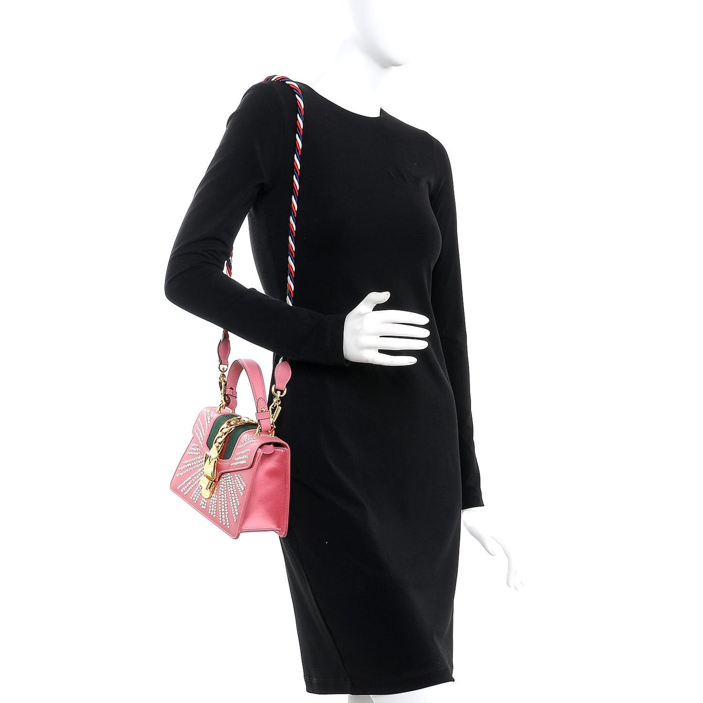 Satin Crystal Mini Sylvie Top Handle Bag Peony