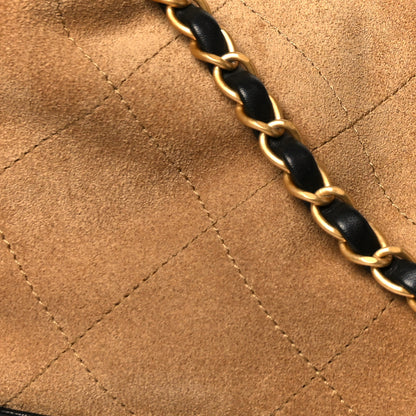 Chanel Suede Calfskin Shiny Lambskin Quilted Small Coco Base Shopping Bag Beige Black 8 of 11