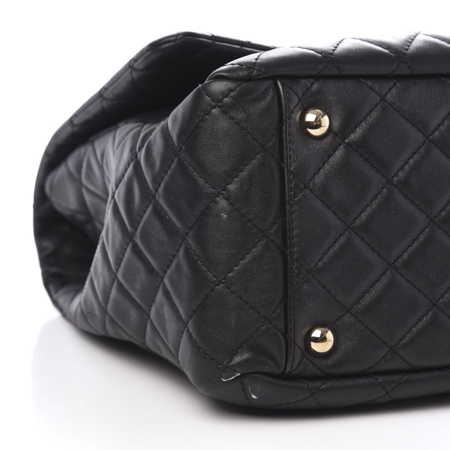 Calfskin Quilted XXL Travel Flap Bag Black