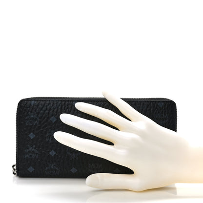 MCM Visetos Large Zip Around Wallet Black 2 of 7