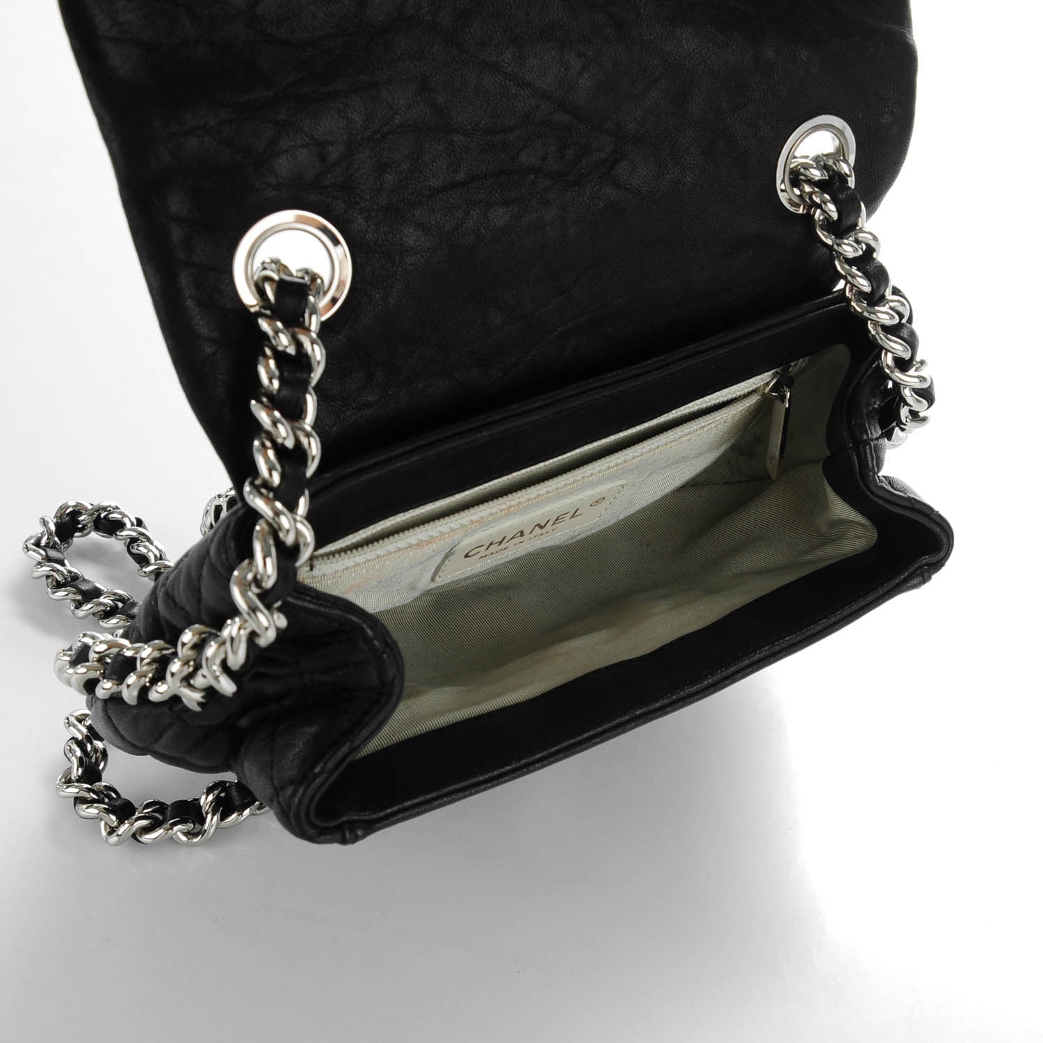 Chanel Washed Lambskin Quilted Mini Chain Around Flap Black 5 of 7
