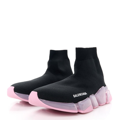 Balenciaga Technical 3D Recycled Knit Bi-Color Womens Speed 2.0 Transparent Sole Sneakers 38 Black Light Pink 3 of 9