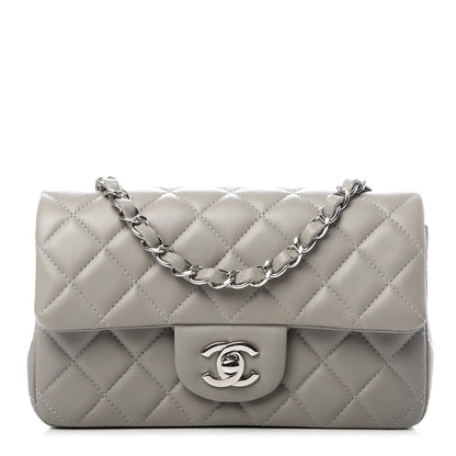 Chanel Lambskin Quilted Mini Rectangular Flap Grey 1 of 9
