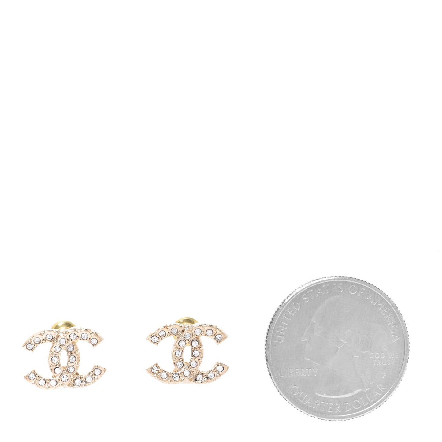 Crystal Studded CC Earrings Gold