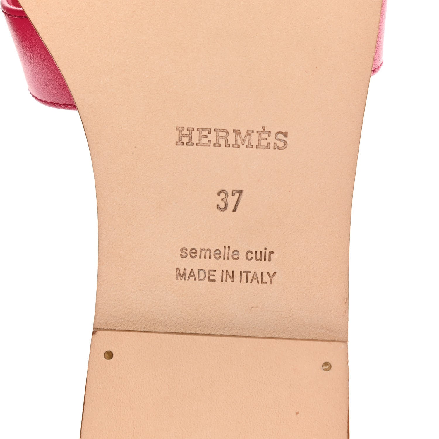 Hermes Calfskin Oran Sandals 37 Rose Sorbet 6 of 9
