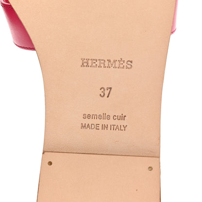 Hermes Calfskin Oran Sandals 37 Rose Sorbet 6 of 9
