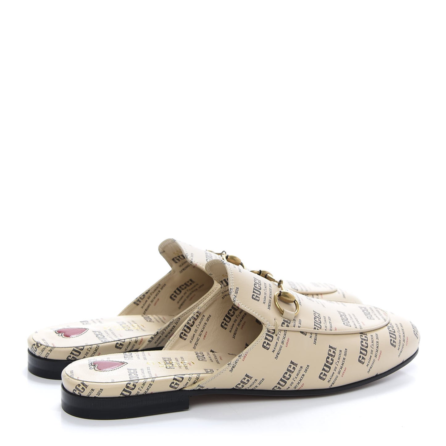 Calfskin Stamp Print Womens Princetown Slippers 37 Soy Black
